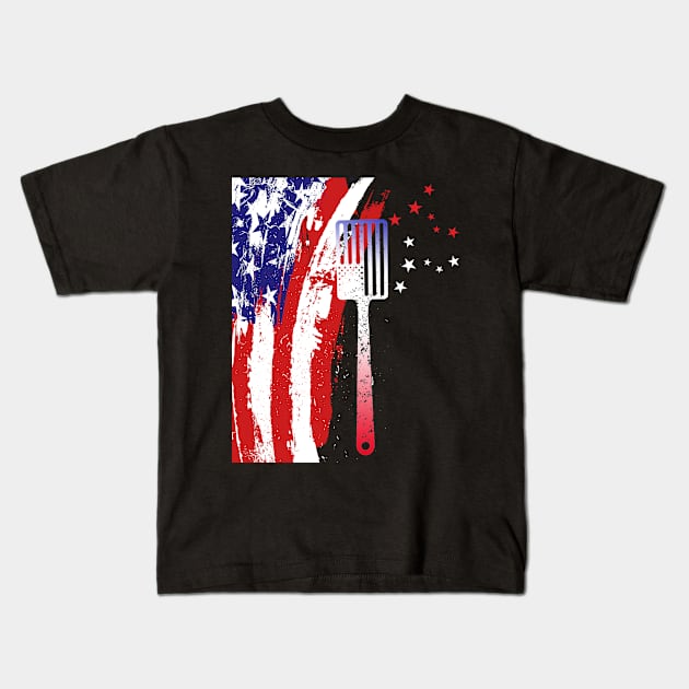 American map and Flag, 4th of July, happy independence day God Bless America Kids T-Shirt by SweetMay